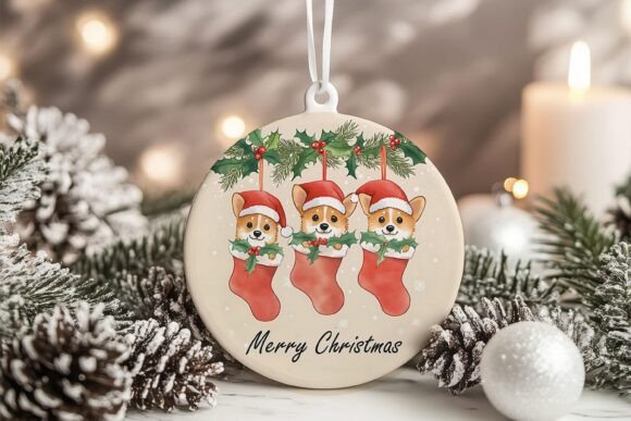 Dachshund Puppies in Socks Xmas Ornament