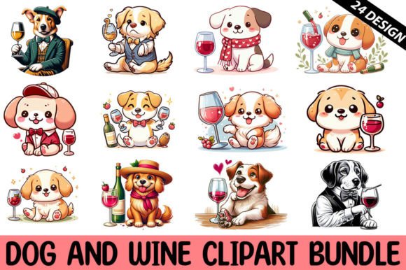Dog and Wine Clipart Bundle: A Designer's Take