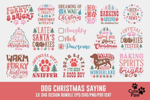 Dog Christmas Funny Saying PNG Bundle