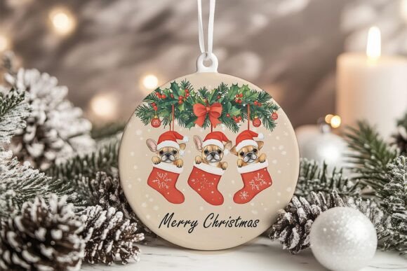 German Shepherd Puppies Xmas Ornament
