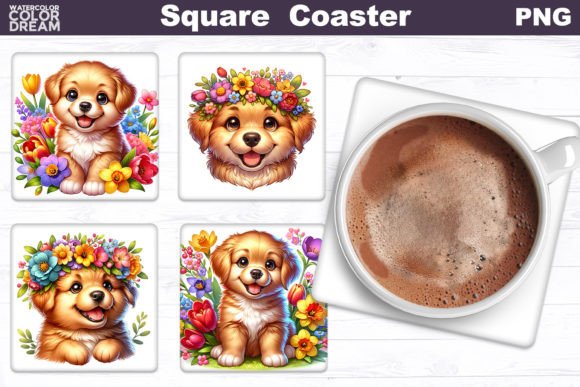 Golden Retriever Square Coaster