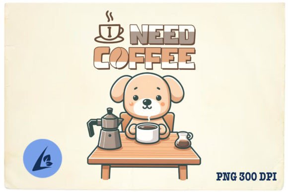 I Need Coffee Dog PNG
